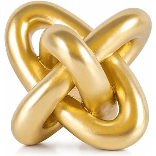 XMGZQ Gold Knot Decor for Coffee Table Book,Chain Link Living Room Decor Item for Bookshelf Entryway Nightstand TV Stand,Minimalist Knot Sculpture for Home Living Room,Centerpiece Table Decorations