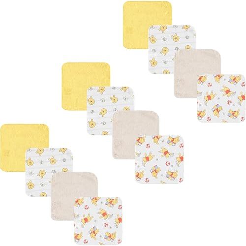 Disney Baby Washcloths 12 Pack – Ultra Soft Baby Wash Cloths, Lilo & Stitch (Stitch & Angel), Winnie the Pooh & Mickey Mouse, Absorbent Newborn Bath Essentials