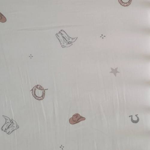 Vintage Country- Cowboy Muslin Crib Sheet