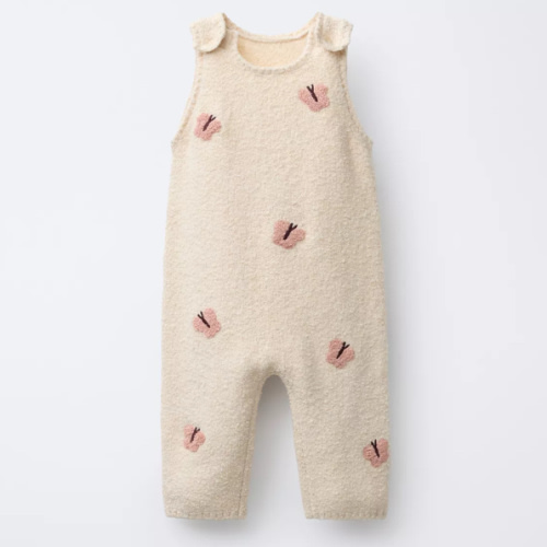 EMBROIDERED BUTTERFLY KNIT OVERALLS - Light beige | ZARA United States
