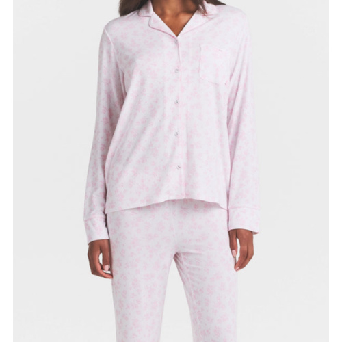 SKIMS SLEEP LONG SLEEVE BUTTON UP SET | SNOW DELICATE FLORAL PRINT | SKIMS