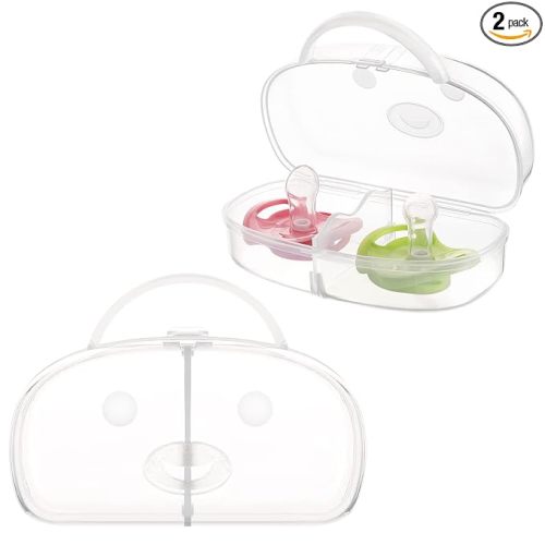 Accmor Pacifier Case, Pacifier Holder Can Storage 2 Pacifiers, Baby Pacifier Holder Case Container for Travel, BPA Free, Transparent, 2 Pack