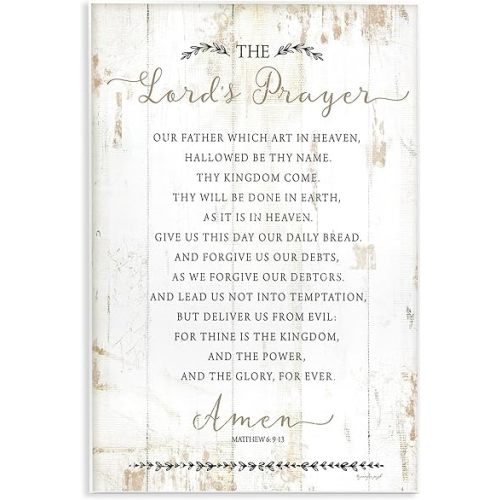 Stupell Industries The Lords Prayer Our Father Rustic Distressed White Wood Look Wall Plaque, 10 x 15, Design by Artist Jennifer Pugh