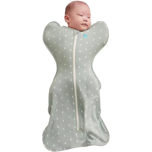 Love to Dream Swaddle Up Original, Arms Up Position, Light and Ultra Breathable Cotton - Wearable Blanket - 1.0 TOG - (20-24°C) Ideal for Moderate Temps (Moon Olive, Small, 3.5–6kg)