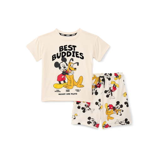 Mickey Mouse Toddler Boy's Short Sleeve Graphic T-Shirt with Matching Short, 2 Piece, 12M-5T