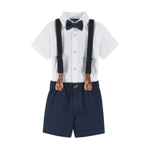 Button-Up Shirt, Suspenders, Shorts & Bow Tie Set