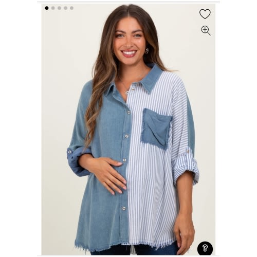 Blue Colorblock Stripe Oversized Maternity Button Down – PinkBlush