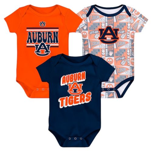 Auburn Tigers Newborn Sunday Comics 3-Pack Bodysuit Set - Navy