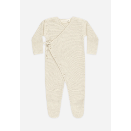 Wrap Knit Footie Heathered Natural
