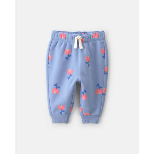 Baby Girl Floral Fleece Pants - Blue | Carter's