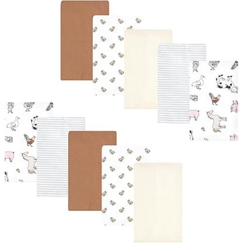 Luvable Friends Hudson Baby Flannel Burp Cloths 10pk, Farm Pals