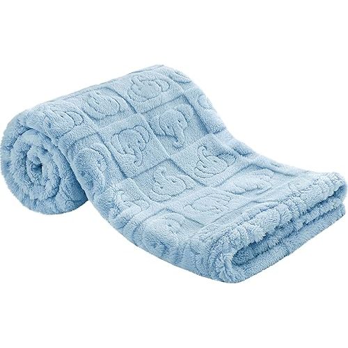 Pro Goleem Elephant Baby Blanket, Baby Fleece Blanket for Boys, 30" x 40" Soft Crib & Stroller Blanket for Newborns and Toddlers, (Blue)