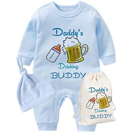 YSCULBUTOL Baby Twins Father Day Daddy Drinking Buddy Newborn Baby Girls Boys Jumpsuit Baby Clothes