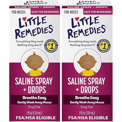 Little Remedies Noses Saline Spray Drops, 1 Fl Oz (Pack of 2)