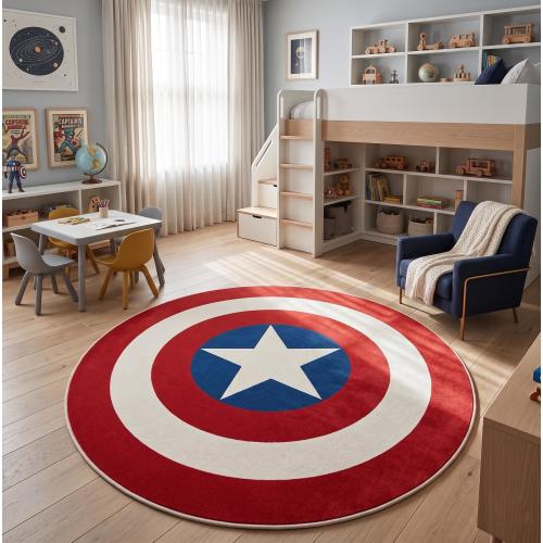 Captain America Shield Round Rug: Kids Room Decor