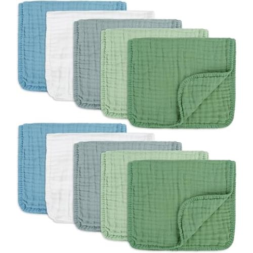 Muslin Burp Cloths Baby Essentials 10-Pack(Multicolored)