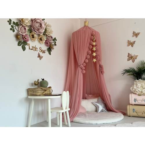 Blush Canopy, Dusty Pink Tulle Canopy, Pink Bed Curtains, Crib Canopy, Kids Tent, Canopy Bed Cover, Canopy Curtain