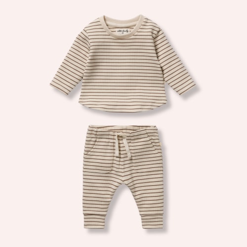 Organic Waffle Set - Nutmeg Stripe