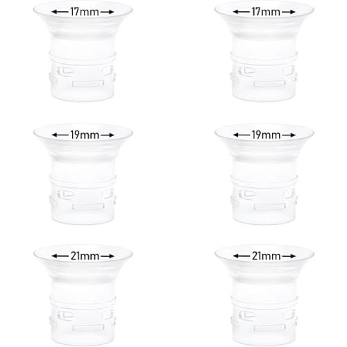 6pcs Flange Insert 17/19/21mm Compatible with eufy S1 Pro/S1/E10/E20 Wearable Breast Pump, Replace for eufy Breast Pump Sizing Insert, Fit for Breast Pump Replacement Parts
