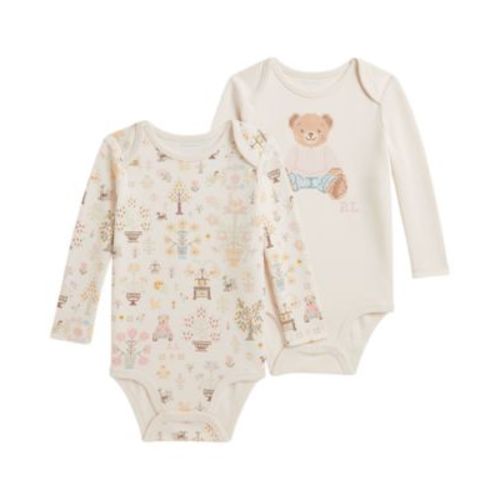 Baby Girls' Polo Bear Cotton Bodysuit, 2-Pack