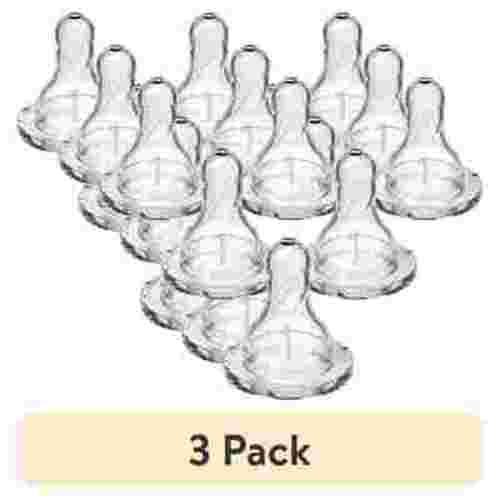 (3 pack) Dr. Brown's Natural Flow Level 1, Narrow Baby Bottle Nipple, Slow Flow, 0m+, 100% Silicone, 6 Pack