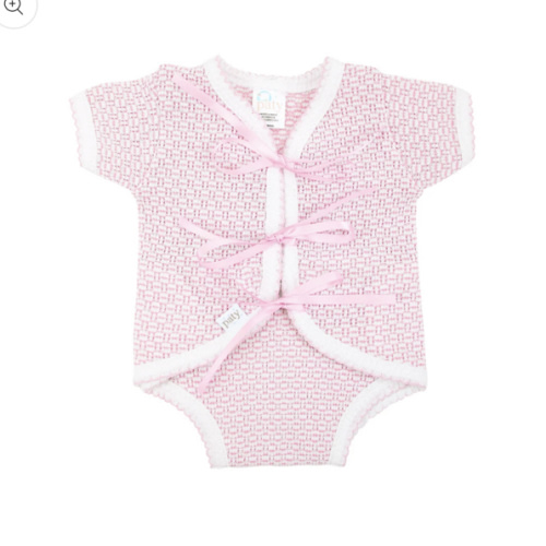 Paty Knit Ribbon Tie Onesie  -pink newborn