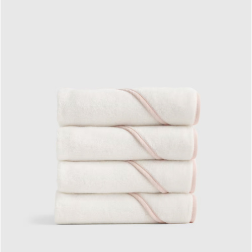 Organic Turkish Cotton Baby Hooded Towel Set 4-Pack in Soft Pink