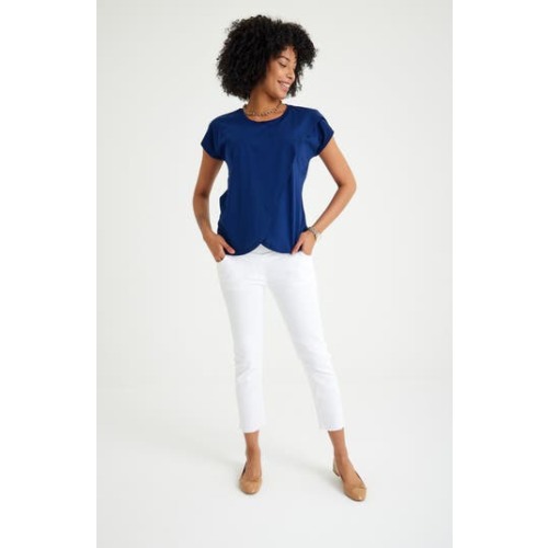 Handy Crossover Short Sleeve Cotton Maternity/Nursing Top, Large EU