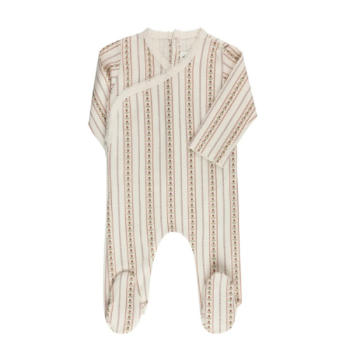 Baby Girl Footie - Ivory Pink - Linear Tulip