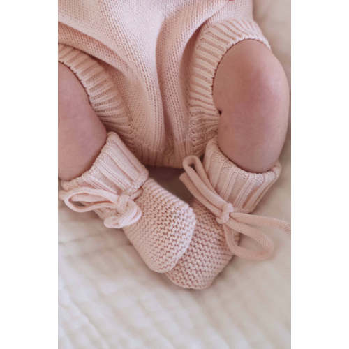 Knit Baby Booties in Tea Rose | Caden Lane