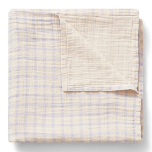 Gingham Sky swaddling diaper | Light blue