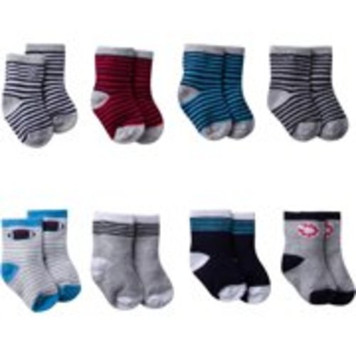 Gerber Wiggle-Proof Jersey Ankle Bootie Socks, 8pk (Baby Boys)