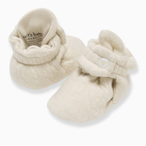 Organic Cotton Quilted Bee Baby Booties Oat