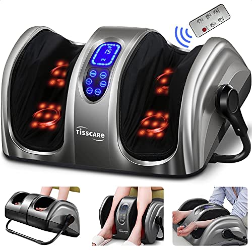 TISSCARE Shiatsu Foot Massager with Heat: FSA HSA Eligible Foot Massager for Neuropathy, Plantar Fasciitis and Pain Relief-Massage Feet/Leg/Calf/Ankle at Home/Office, Gifts for Women and Men(Gray)