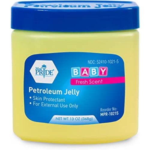 MED PRIDE Petroleum Jelly With Fresh Baby Scent - Skin Protectant For Dry Skin, Rashes, Minor Burns & Wounds- Powerful Moisturizer For Chapped Lips, Dry Hands, Chaffed Skin & Diaper Rash- 13oz [Blue]