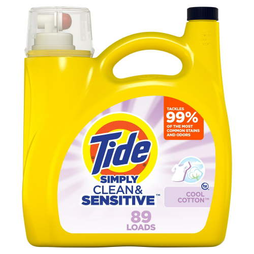 Tide Simply Clean & Sensitive Laundry Detergent, Cool Cotton, 117 fl oz, 89 Loads