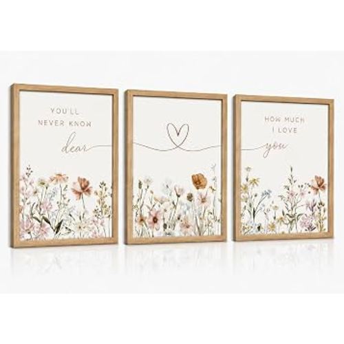 Amazon.com: 3Pcs Framed Boho Nursery Wall Art Flower Botanical Sentence Painting Picture Wall Decor Wildflower Children's Room Poster Print Artwork for Nursery Baby Room Living Room Bedroom Home Decoration: Posters & Prints