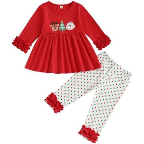 BemeyourBBs Toddler Baby Girl Outfit Shirts Tunic Top and Ruffle Pants Set
