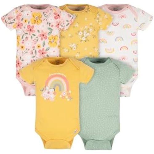 Gerber baby-girls 5-pack Short Sleeve Variety Onesies Bodysuits