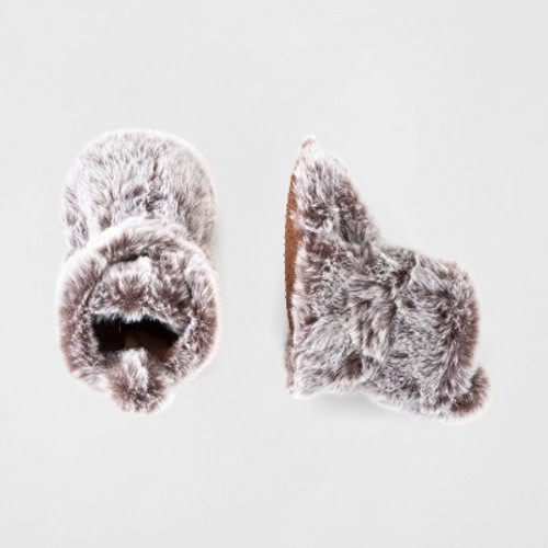 Baby Faux Fur Bootie Slippers - Cat & Jack™ Brown 0-3M