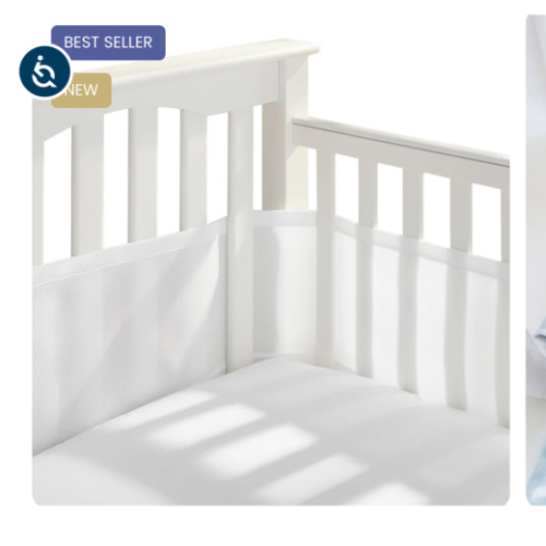 HALO Breathable Mesh Crib Liner for Full Sized Crib in White