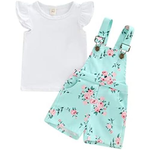Kids Baby Girl Summer Clothes T-Shirt Tops Suspender Overalls Shorts Toddler Infant Outfit