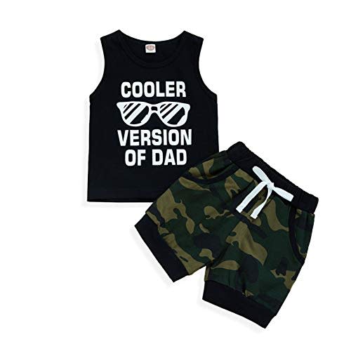 Sinhoon Baby Boy Shorts Clothes Toddler Cooler Version of Dad Print Vest Tops Camouflage Pants Summer Outfit 2Pcs Set