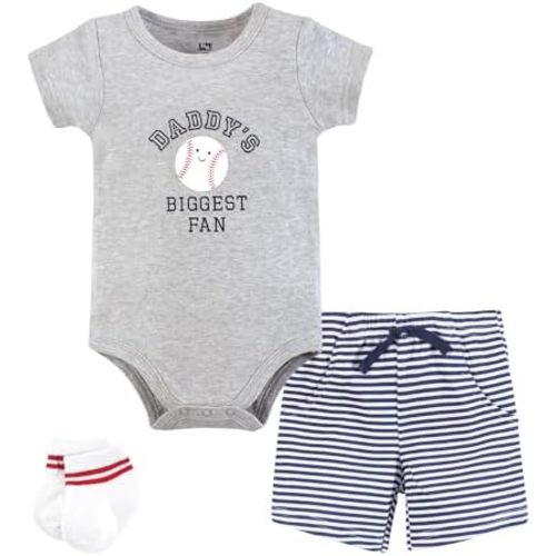 Hudson Baby Unisex Baby Bodysuit, Short and Sock, 3-Piece Set