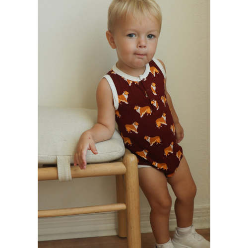 Collie Bamboo Henley Onesie with Snaps