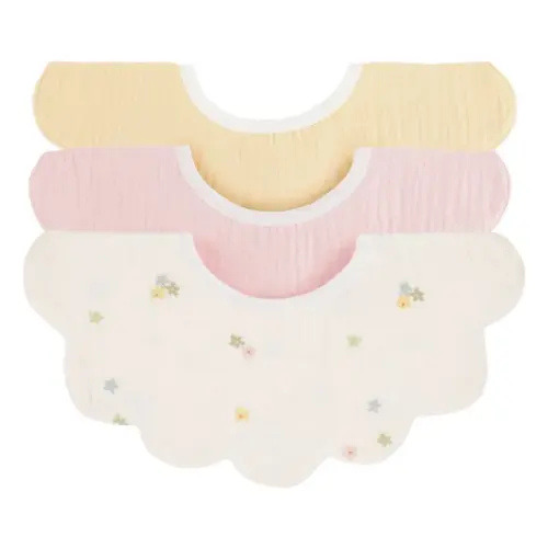 Daisies petal bibs in organic cotton - Set of 3