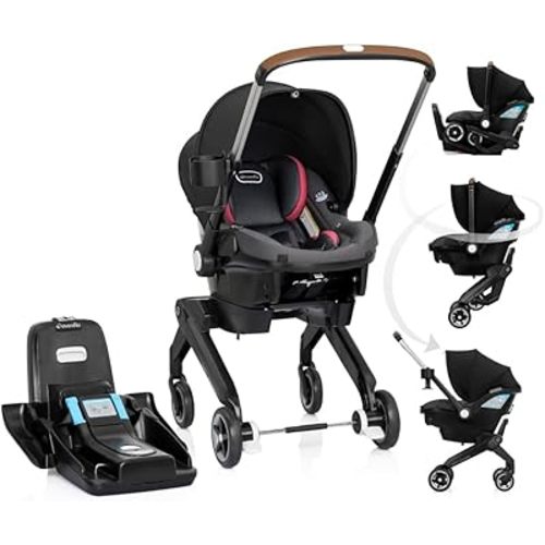 Evenflo Shyft DualRide Infant Car Seat and Stroller Combo w/Carryall Storage (Sylva Pink)