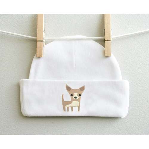 Chihuahua Baby Beanie, Optional Personalized Cotton Newborn Hat