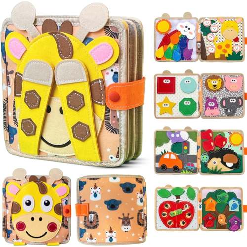 Giraffe Felt Montessori Quiet Book – Busy Board