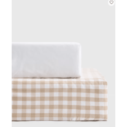 Organic Percale Gingham Crib Sheet 2-Pack in Cafe